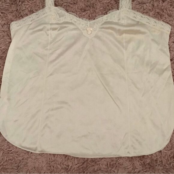 GreenCo Maid Vintage Cream Lace Coquette Dainty Camisole with Pink Bow Large - Picture 5 of 11